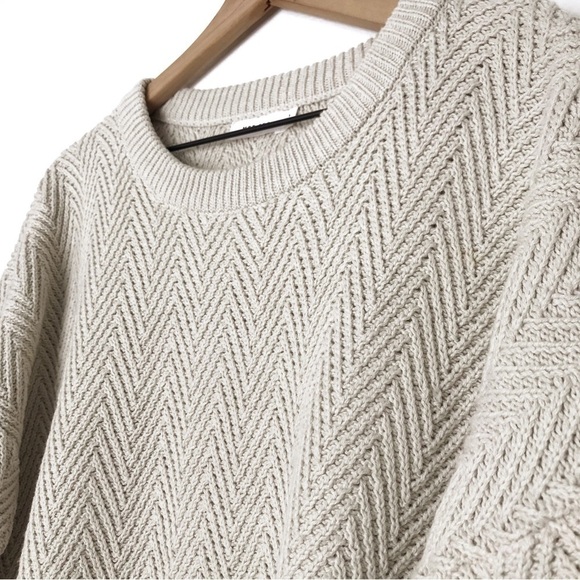 MOD REF Crew Neck Chevron Knit Crop Sweater L - Picture 3 of 8